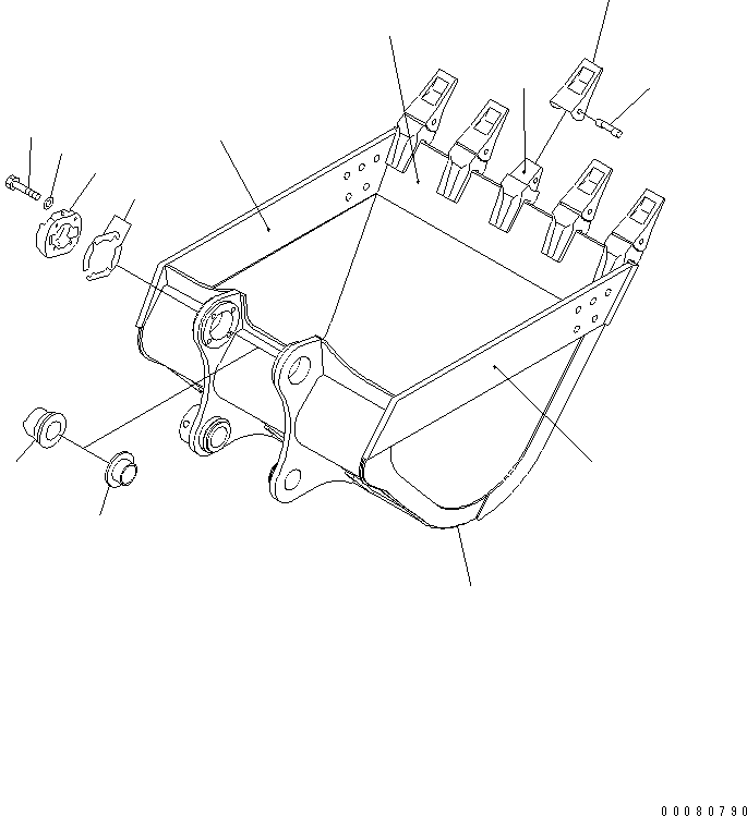 Komatsu parts book diagram for PC300-6 S/N 30001-UP: BUCKET ? 1.2M3 ? 1340MM (HORIZONTAL PIN TYPE) (WITH ADJUSTING)(#34268-)