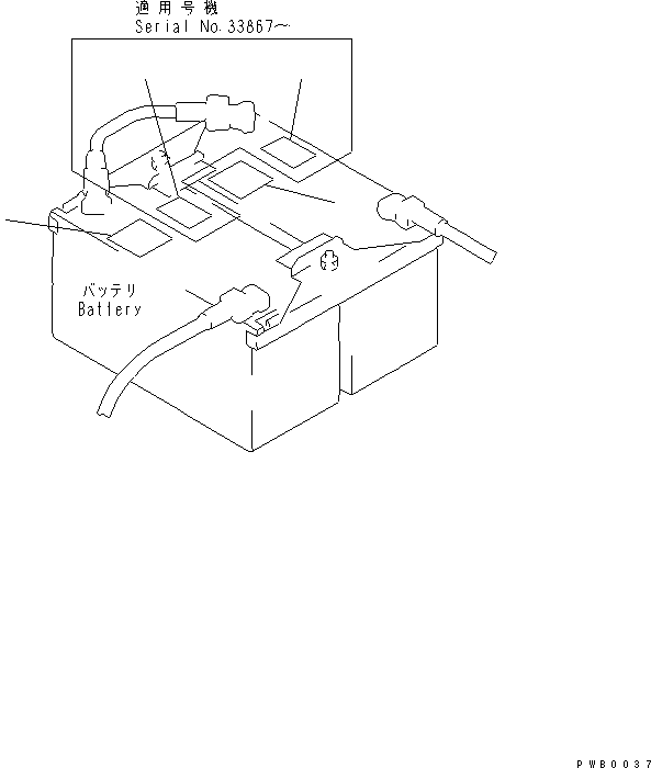 Komatsu parts book diagram for PC300-6 S/N 30001-UP: BATTERY CAUTION (EXCEPT JAPAN)
