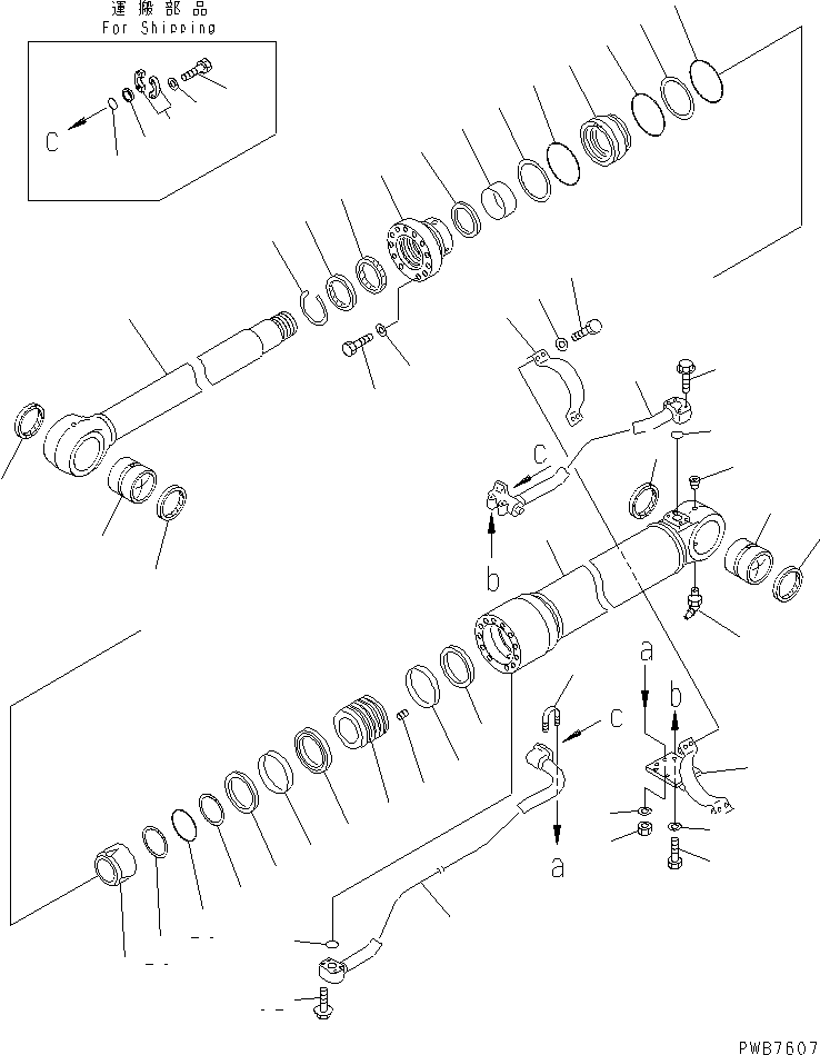 Komatsu parts book diagram for PC300-6 S/N 30001-UP: B00M CYLINDER(#33001-)