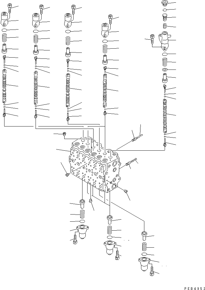 Komatsu parts book diagram for PC300-6 S/N 30001-UP: MAIN VALVE (1-ACTUATOR) (1/12)(#30001-32999)