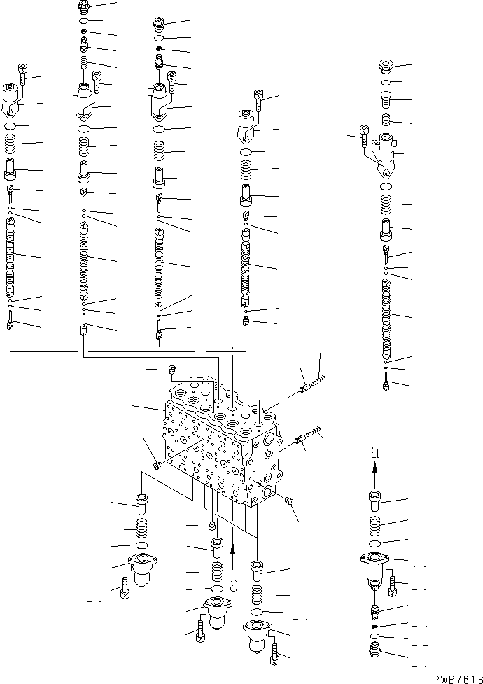 Komatsu parts book diagram for PC300-6 S/N 30001-UP: MAIN VALVE (1-ACTUATOR) (1/12)(#33001-)
