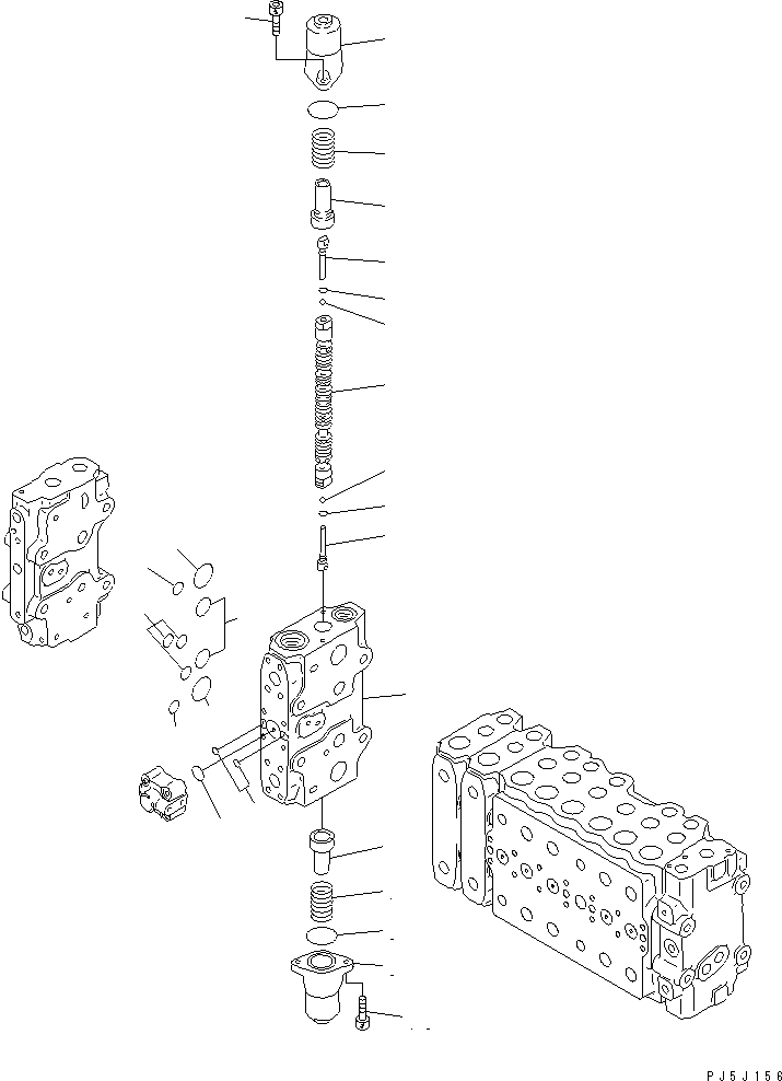 Komatsu parts book diagram for PC300-6 S/N 30001-UP: MAIN VALVE (3-ACTUATOR) (15/17)