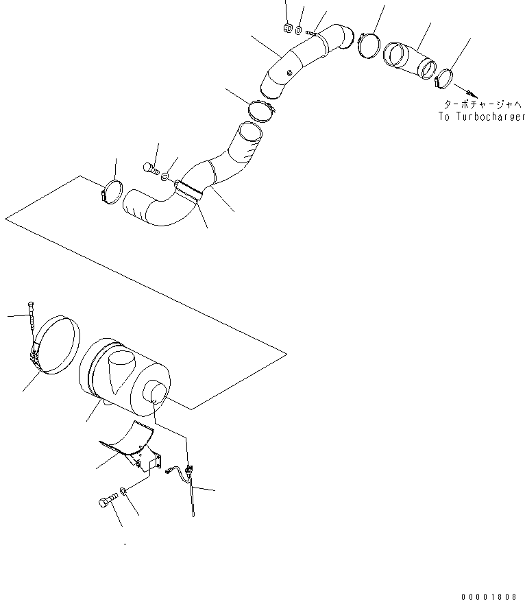 Excavators Komatsu / PC300-7 S/N 40001-UP (Overseas Version)(pc300-8c) / AIR CLEANER CONNECTION (WITH PRECLEANER)(030040 : B0200-01A1)
