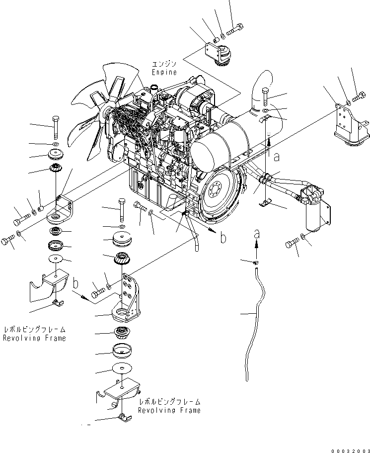Excavators Komatsu / PC300-7 S/N 40001-UP (Rops Cab / Forestry Spec. (For KAL))(pc300-9c) / ENGINE MOUNTING(#41107-)(030020 : B0100-01A1)