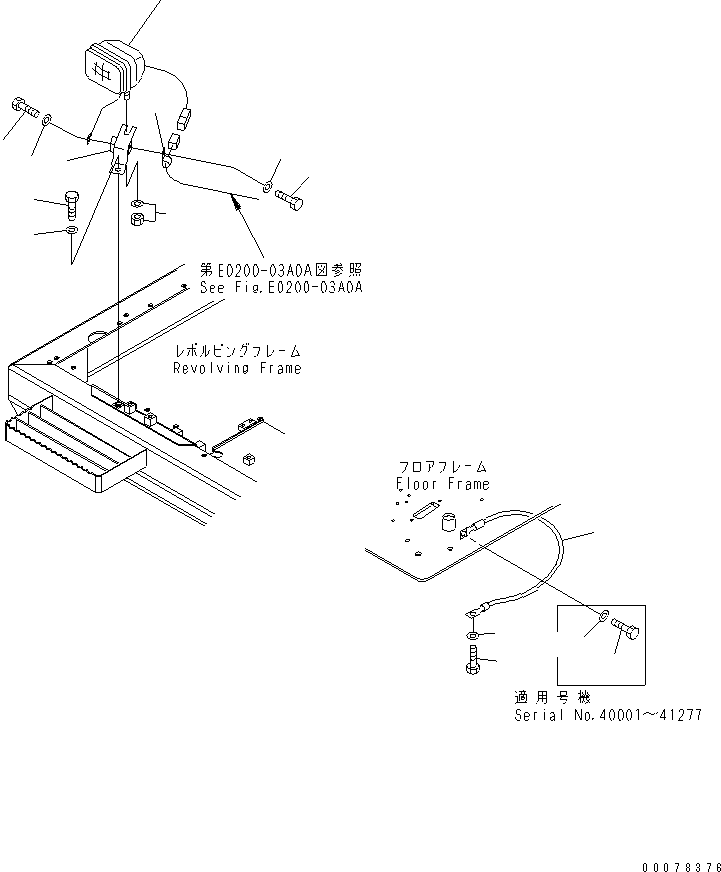 Excavators Komatsu / PC300-7 S/N 40001-UP (Rops Cab / Forestry Spec. (For KAL))(pc300-9c) / WIRING HARNESS (FRONT WORKING LAMP)(#40001-45000)(120070 : E0200-06A0)