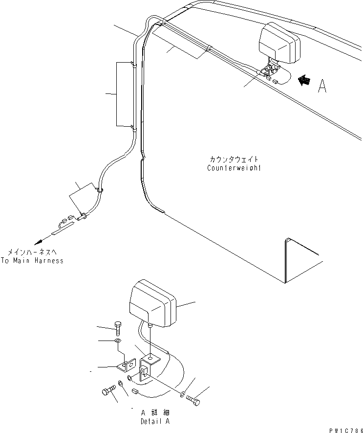 Excavators Komatsu / PC300-7 S/N 40001-UP (Rops Cab / Forestry Spec. (For KAL))(pc300-9c) / REAR WORKING LAMP(120100 : E0320-01A0)