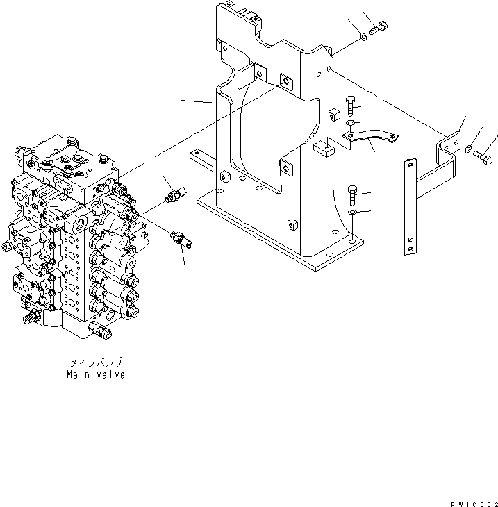 Excavators Komatsu / PC300-7 S/N 40001-UP (Rops Cab / Forestry Spec. (For KAL))(pc300-9c) / MAIN VALVE (VALVE BRACKET)(150040 : H0120-03A0)