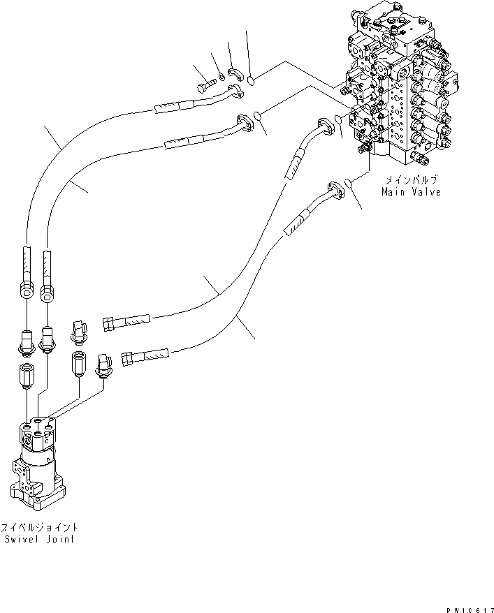 Excavators Komatsu / PC300-7 S/N 40001-UP (Rops Cab / Forestry Spec. (For KAL))(pc300-9c) / TRAVEL PIPING(150170 : H1310-01A0)