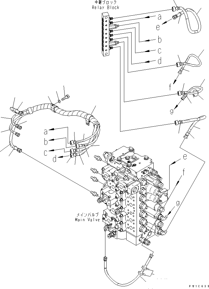 Excavators Komatsu / PC300-7 S/N 40001-UP (Rops Cab / Forestry Spec. (For KAL))(pc300-9c) / PPC MAIN PIPING (HOSE)(150230 : H1840-01A0)