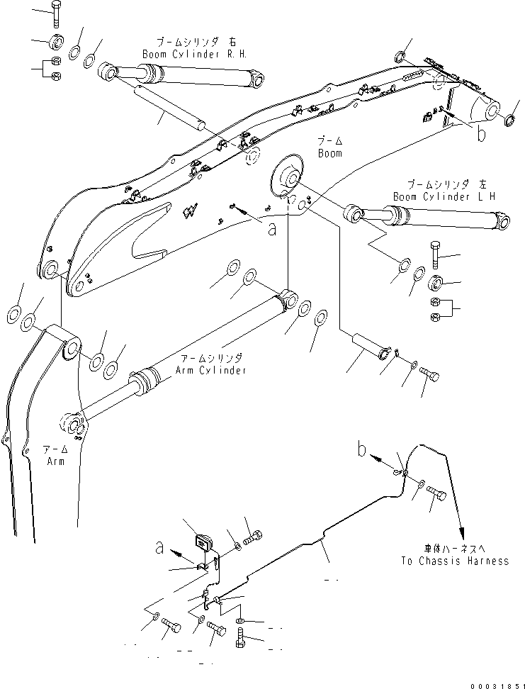 Excavators Komatsu / PC300-7 S/N 40001-UP (Rops Cab / Forestry Spec. (For KAL))(pc300-9c) / BOOM (CYLINDER PIN AND WORKING LAMP)(#41107-)(360080 : T1110-08A5)