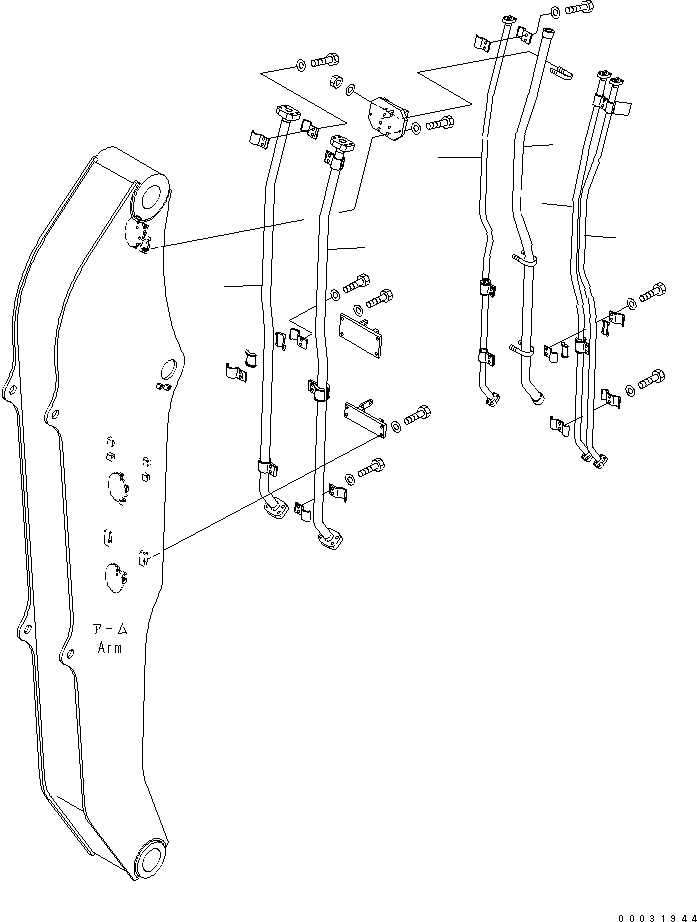 Excavators Komatsu / PC300-7 S/N 40001-UP (Rops Cab / Forestry Spec. (For KAL))(pc300-9c) / ARM (4.0M) (ATTACHMENT PIPING) (TUBE)(#41107-)(360110 : T1200-02B8)