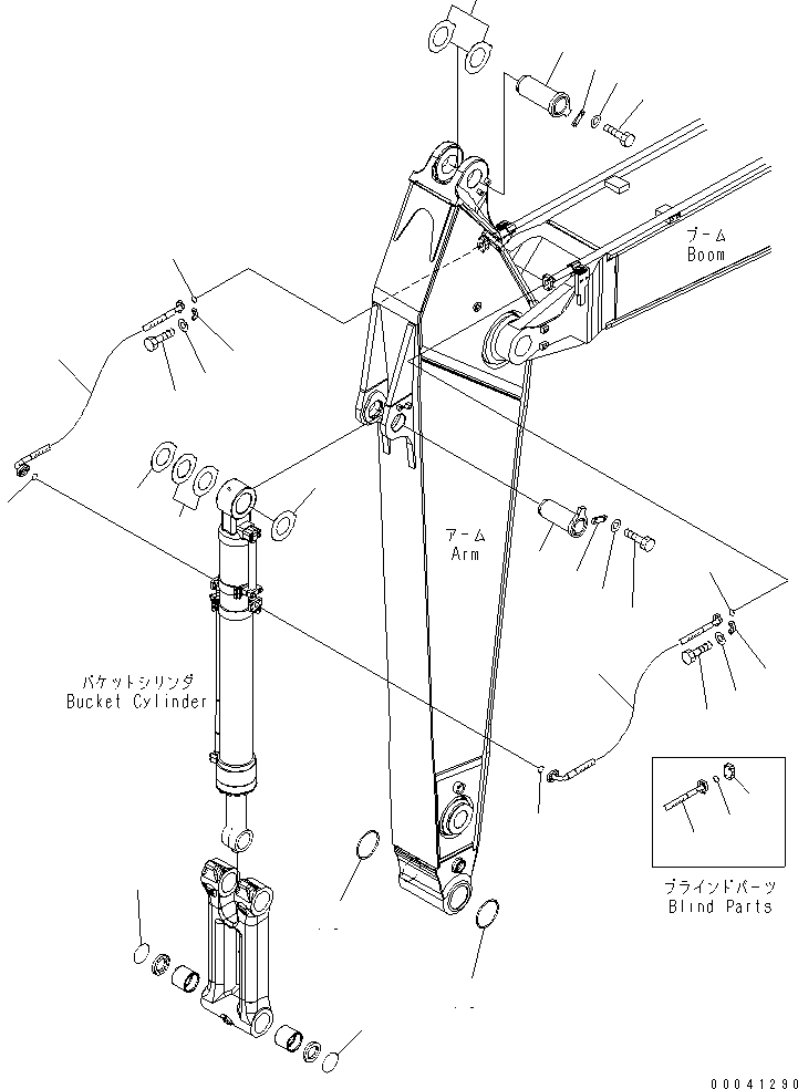 Excavators Komatsu / PC300-7 S/N 40001-UP (Rops Cab / Forestry Spec. (For KAL))(pc300-9c) / ARM (PIN BUCKET CYLINDER HOSE)(#45001-)(360120 : T1200-03A0B)