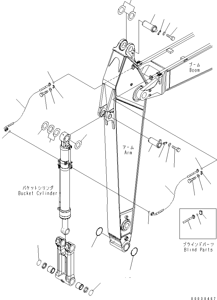 Excavators Komatsu / PC300-8 S/N 60001-60021(pc300-bc) / ARM (3.2M) (PIN BUCKET CYLINDER HOSE) (500 HOURS GREASING TYPE)(#60001-)(360560 : T1200-03A1)