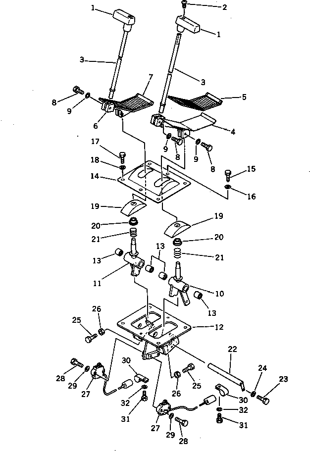 Komatsu parts book diagram for PC300LC-3 S/N 12001-UP: TRAVEL CONTROL LEVER AND LINKAGE (2/2) (FOR LONG LEVER CONTROL)(#12144-)