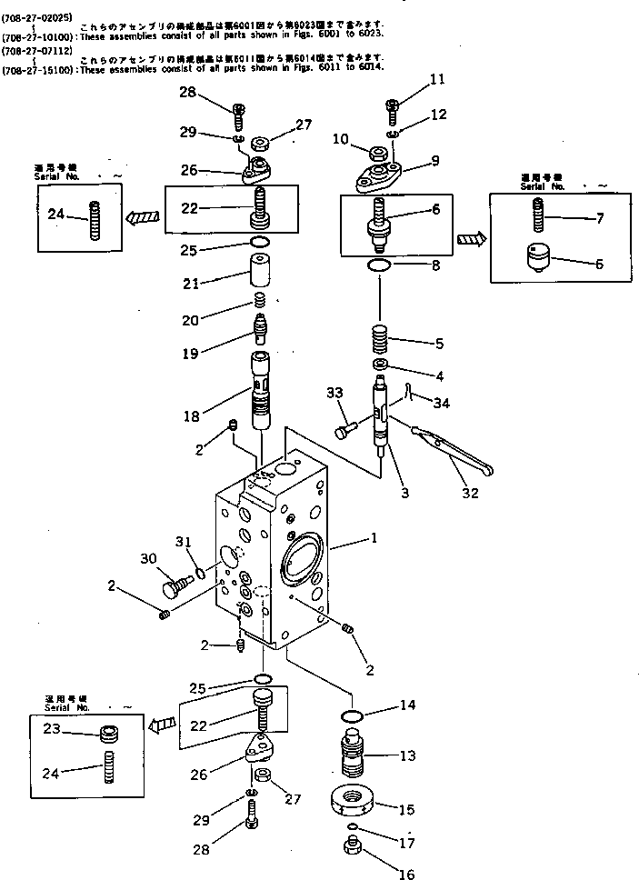 Komatsu parts book diagram for PC300LC-3 S/N 12001-UP: SERVO VALVE ? FRONT (2/4) (WITH 2-STAGE SELECTOR MODE OLSS)