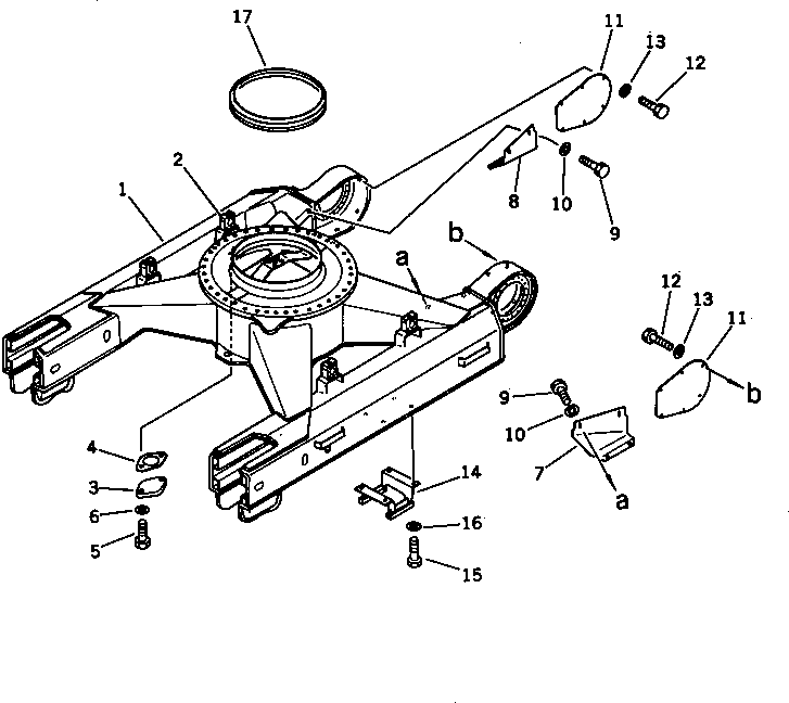 Komatsu parts book diagram for PC300LC-3 S/N 12001-UP: TRACK FRAME (WITHOUT LOCK PIN)(#13942-)