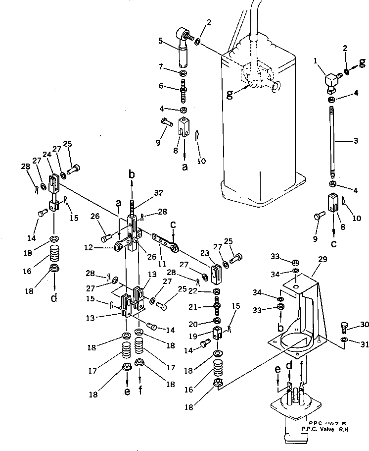 Komatsu parts book diagram for PC300LC-3 S/N 12001-UP: LONG LEVER CONTROL AND STAND ? R.H. (2/2)