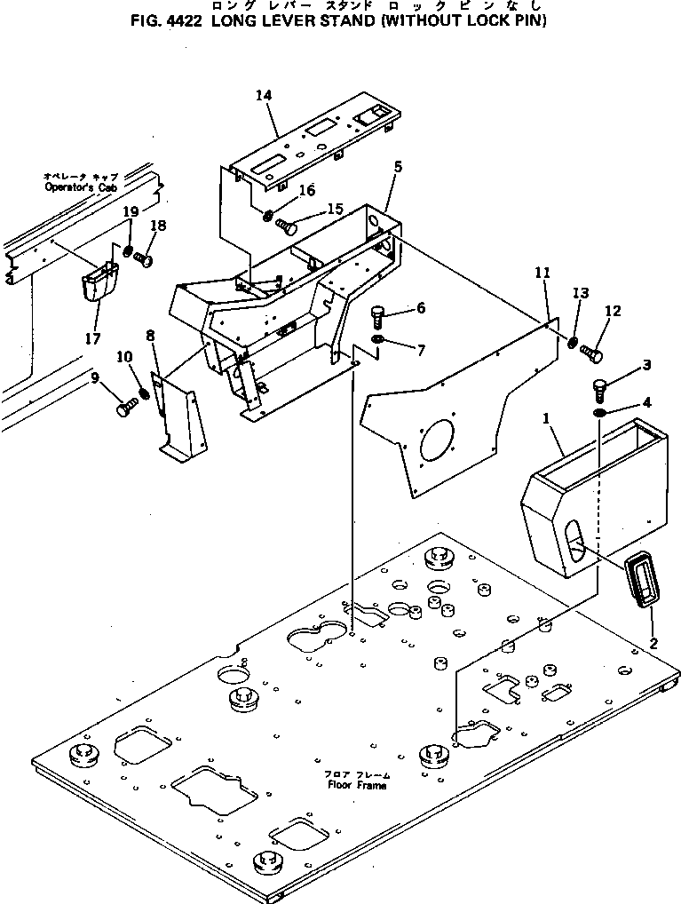 Komatsu parts book diagram for PC300LC-3 S/N 12001-UP: LONG LEVER STAND (WITHOUT LOCK PIN)(#13942-)