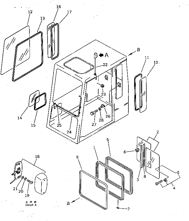Komatsu parts book diagram for PC300LC-3 S/N 12001-UP: OPERATOR'S CAB (4/6) (TYPE 2) (EXCEPT JAPAN)(#12001-12956)