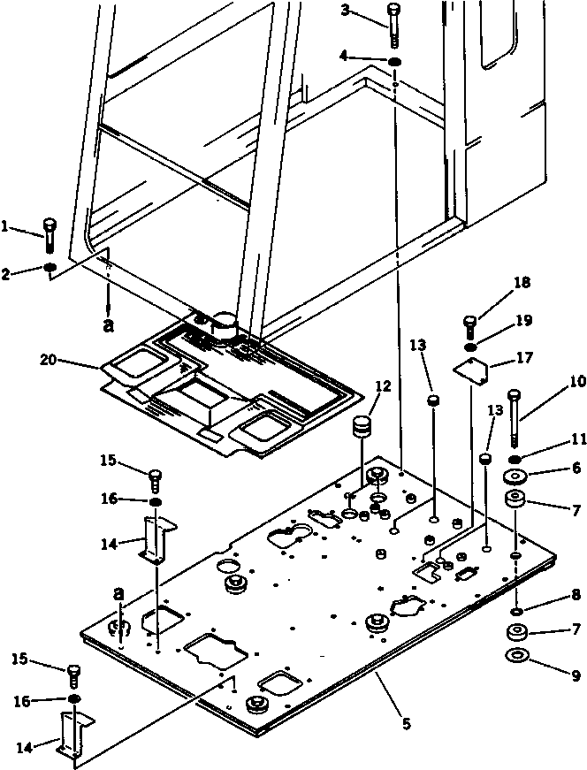 Komatsu parts book diagram for PC300LC-3 S/N 12001-UP: OPERATOR'S CAB ? FLOOR FRAME (FOR LONG LEVER CONTROL)(#12889-)