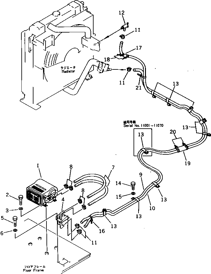 Komatsu parts book diagram for PC300LC-3 S/N 12001-UP: CAR HEATER(#12001-12888)