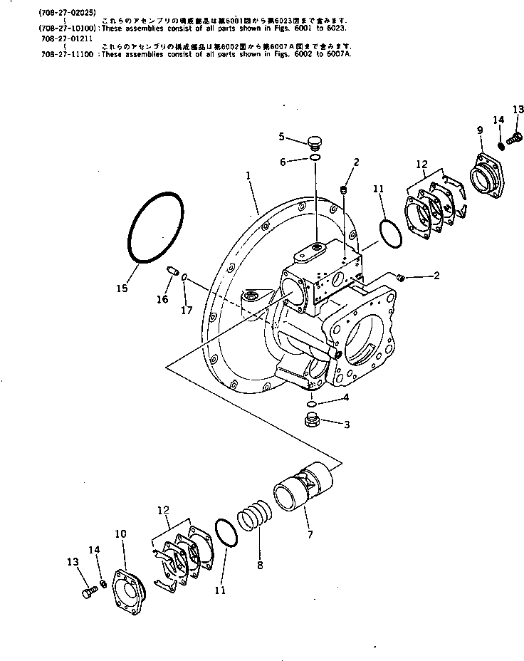 Komatsu parts book diagram for PC300LC-3 S/N 12001-UP: PUMP SUB ASS'Y (1/6) (WITH 2-STAGE SELECTOR MODE OLSS)