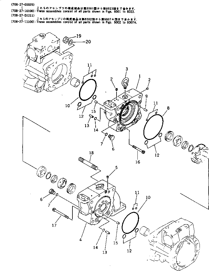 Komatsu parts book diagram for PC300LC-3 S/N 12001-UP: PUMP SUB ASS'Y (4/6) (WITH 3-STAGE SELECTOR MODE OLSS)