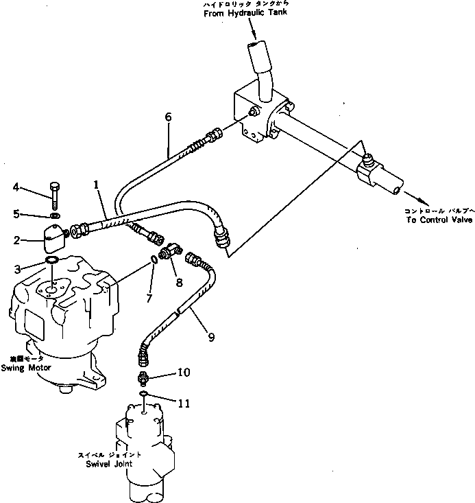 Komatsu parts book diagram for PC300LC-3 S/N 12001-UP: HYDRAULIC PIPING (RETURN) (2/2)(#12001-12652)