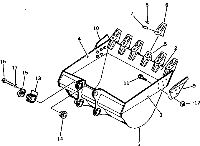 Komatsu parts book diagram for PC300LC-3 S/N 12001-UP: BUCKET ? 1.4M.3 ? WIDTH 1475MM