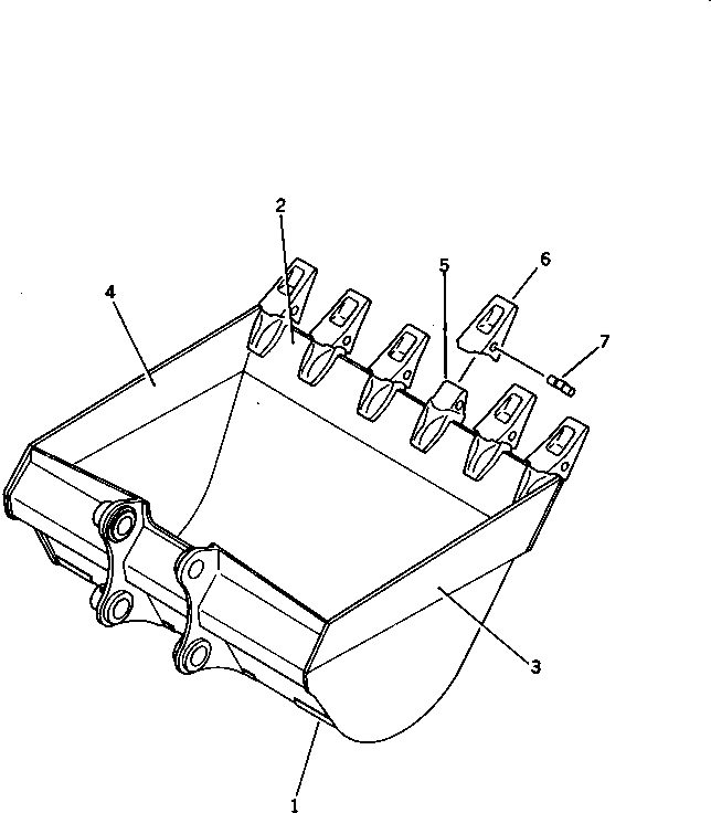 Komatsu parts book diagram for PC300LC-3 S/N 12001-UP: BUCKET ? 1.6M.3 ? WIDTH 1660MM (HORIZONTAL PIN TYPE)