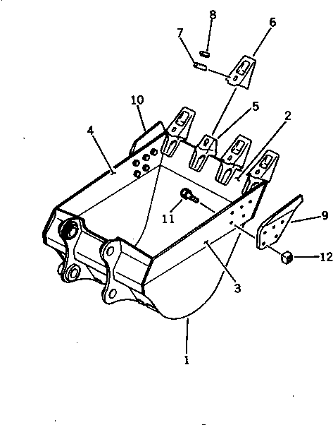 Komatsu parts book diagram for PC300LC-3 S/N 12001-UP: BUCKET ? 1.0M.3 ? WIDTH 1105MM
