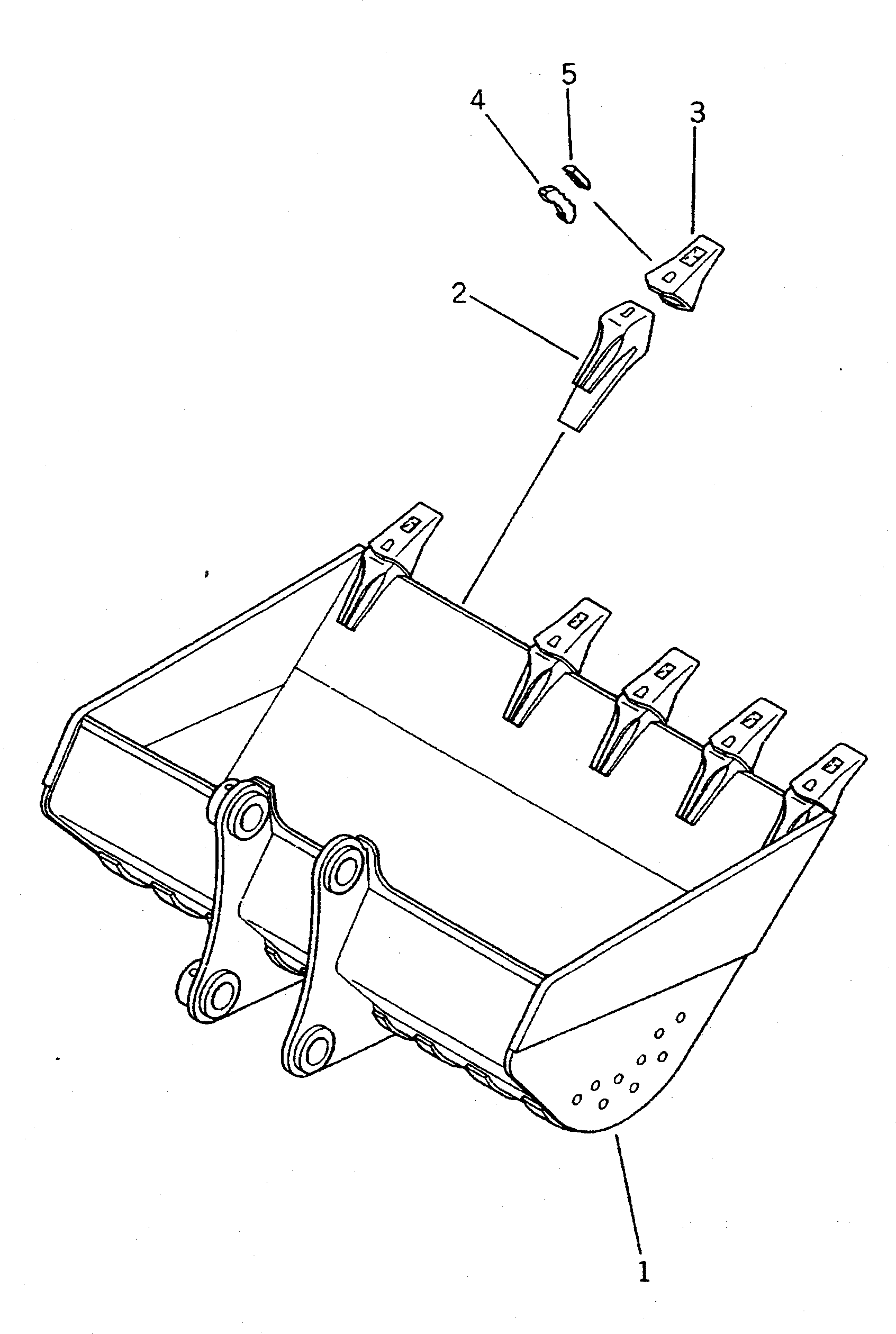 Komatsu parts book diagram for PC300LC-3 S/N 12001-UP: DITCH CLEANING BUCKET ? 1.2M.3