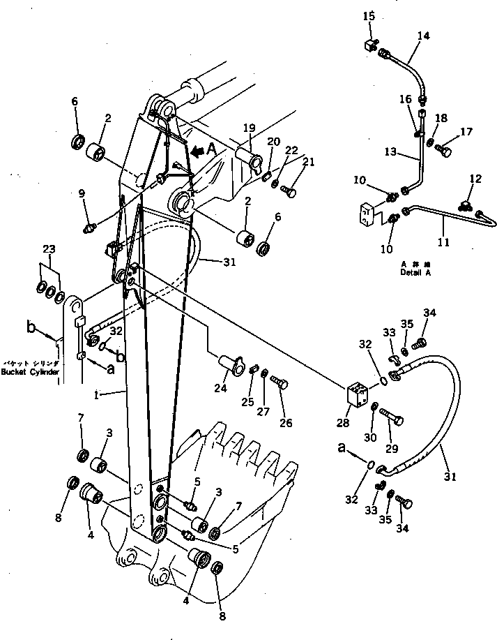 Komatsu parts book diagram for PC300LC-3 S/N 12001-UP: LONG ARM ? 4000MM