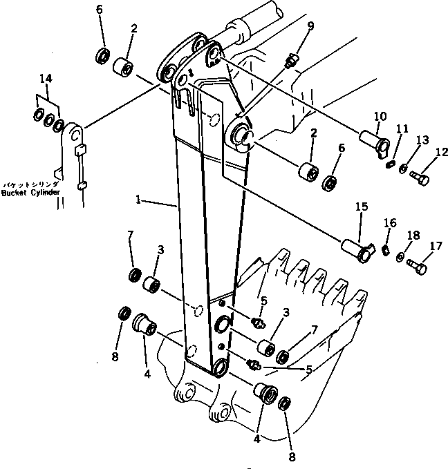 Komatsu parts book diagram for PC300LC-3 S/N 12001-UP: SHORT ARM ? 2200MM