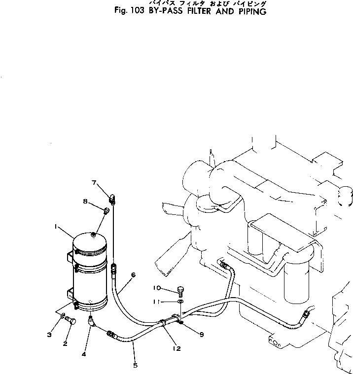 Komatsu parts book diagram for PC300LC-1 S/N 10001-UP: BY-PASS FILTER AND PIPING