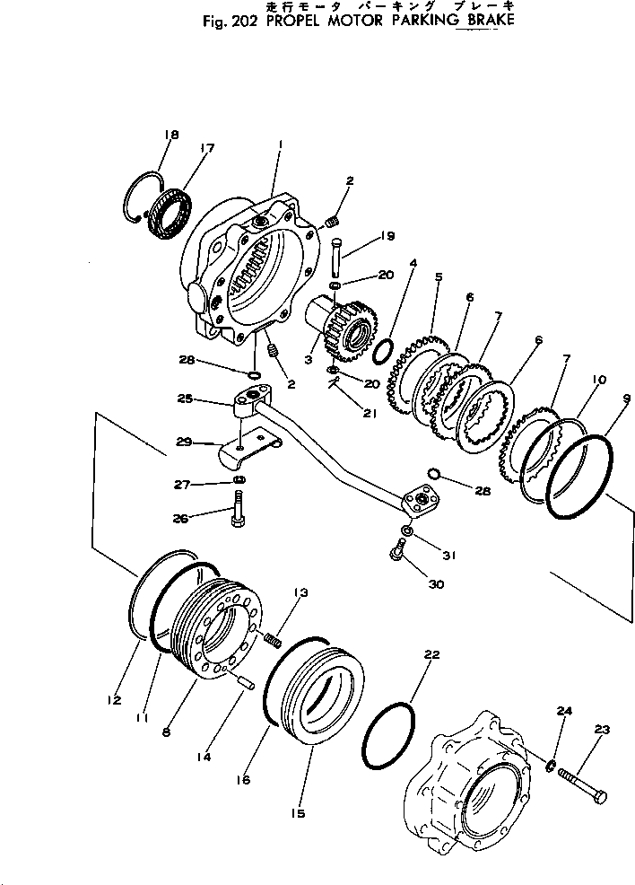 Komatsu parts book diagram for PC300LC-1 S/N 10001-UP: PROPEL MOTOR PARKING BRAKE