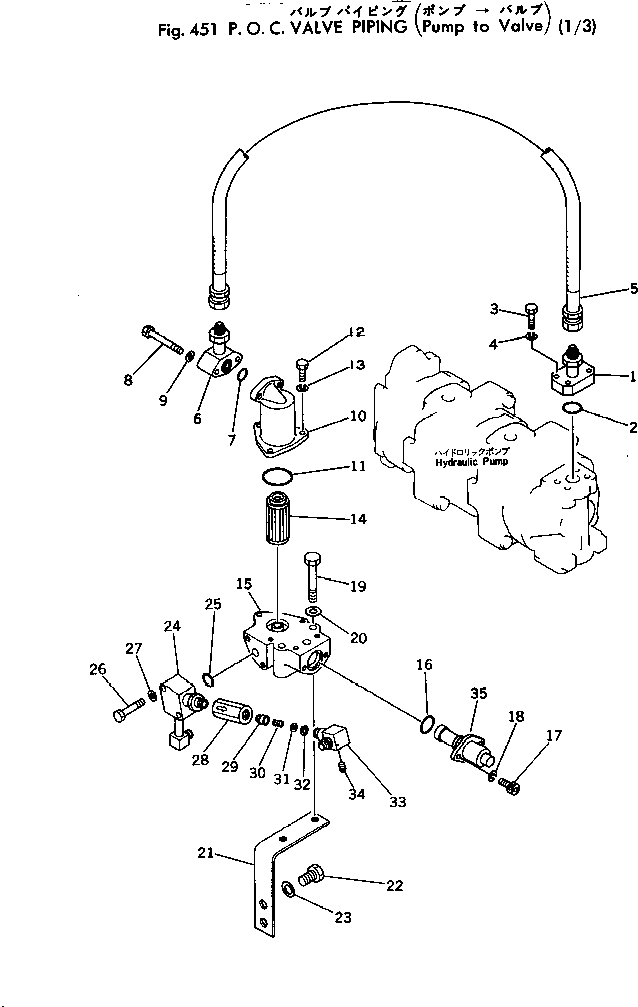 Komatsu parts book diagram for PC300LC-1 S/N 10001-UP: P.O.C.VALVE PIPING (PUMP TO VALVE) (1/3)