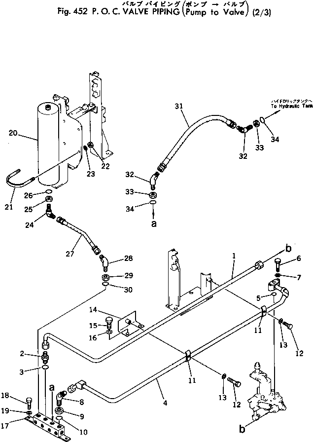 Komatsu parts book diagram for PC300LC-1 S/N 10001-UP: P.O.C.VALVE PIPING (PUMP TO VALVE) (2/3)