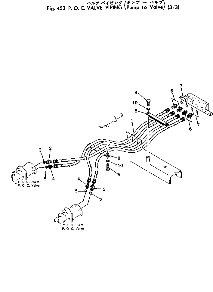 Komatsu parts book diagram for PC300LC-1 S/N 10001-UP: P.O.C.VALVE PIPING (PUMP TO VALVE) (3/3)