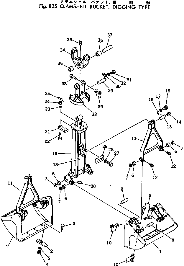 Komatsu parts book diagram for PC300LC-1 S/N 10001-UP: CLAMSHELL BUCKET ?DIGGING TYPE