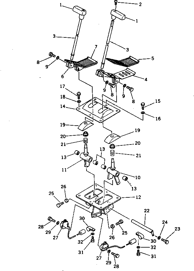 Excavators Komatsu / PC300LC-3 S/N 12001-UP(pc300l4r) / TRAVEL CONTROL LEVER AND LINKAGE (1/2) (FOR WRIST CONTROL) (WITH AUTO DECELERATION)(#12266-12661)(060110 : 2311B)