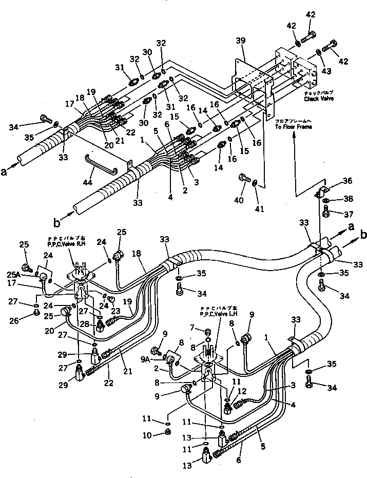 Excavators Komatsu / PC300LC-3 S/N 12001-UP(pc300l4r) / P.P.C. VALVE PIPING (1/3) (FOR LONG LEVER CONTROL)(#12001-12120)(120190 : 4501)