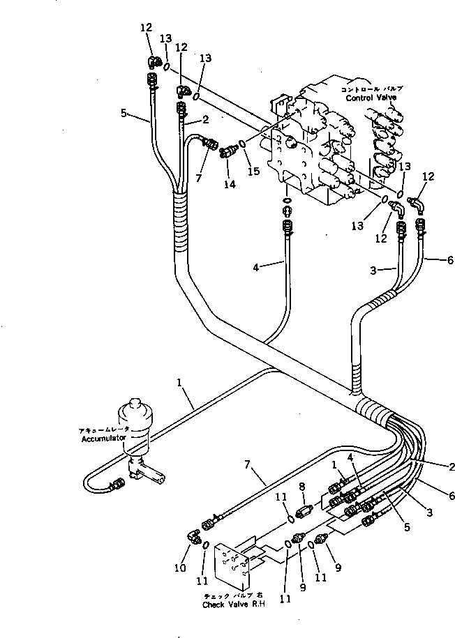 Excavators Komatsu / PC300LC-3 S/N 12001-UP(pc300l4r) / P.P.C. VALVE PIPING (3/3) (FOR LONG LEVER CONTROL)(#12001-12888)(120240 : 4505)