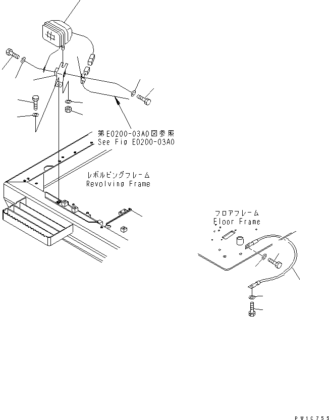 Excavators Komatsu / PC300LC-7-BA S/N 40001-UP(pc300l5r) / WIRING (WORKING LAMP ? FRONT)(120070 : E0200-06A0)