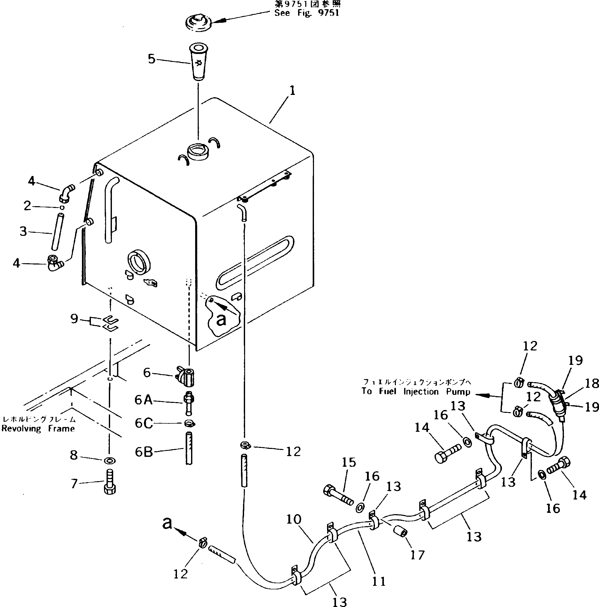 Komatsu parts book diagram for PC300LC-5K S/N K20001-UP: FUEL TANK AND PIPING(#K20001-K20406)