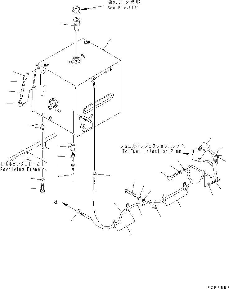 Komatsu parts book diagram for PC300LC-5K S/N K20001-UP: FUEL TANK AND PIPING (EC SAFETY REGULATION)(#K20407-)