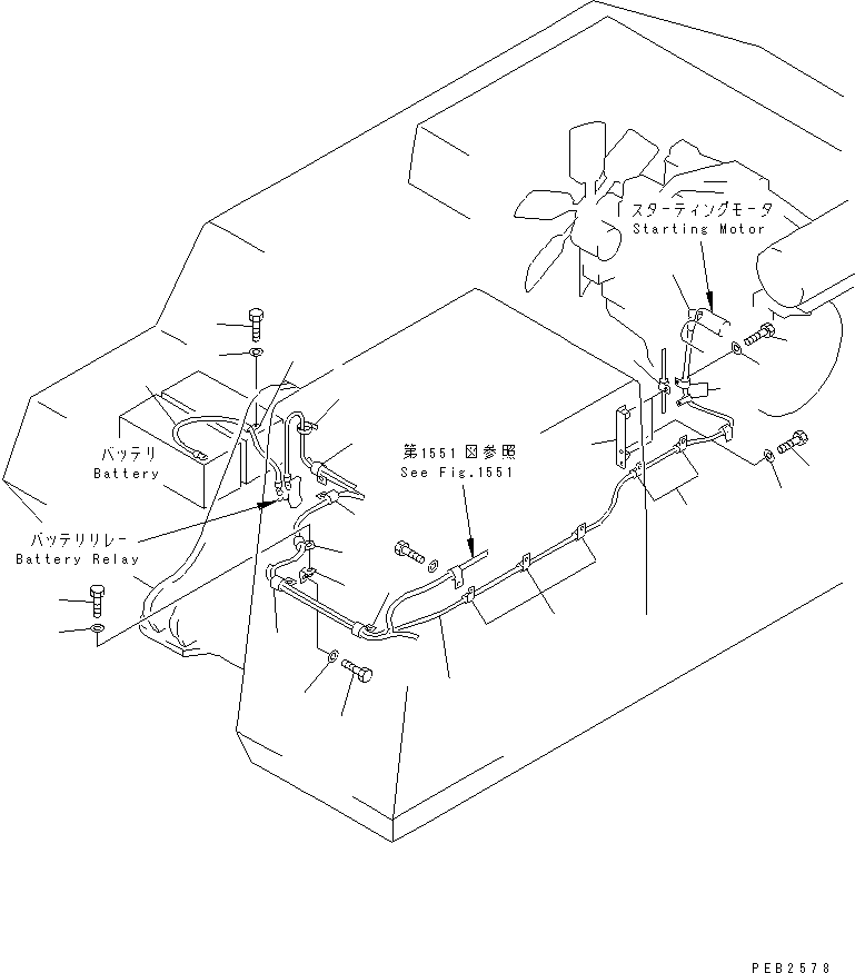 Komatsu parts book diagram for PC300LC-5K S/N K20001-UP: ELECTRICAL SYSTEM (WIRING) (BATTERY TO ENGINE) (EC SAFETY        REGULATION)(#K20407-)
