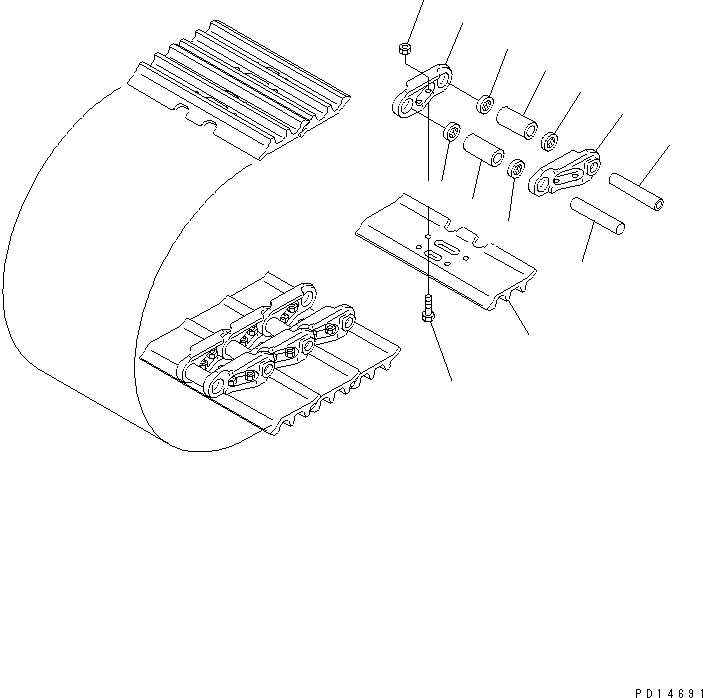 Komatsu parts book diagram for PC300LC-5K S/N K20001-UP: TRACK SHOE (TRIPLE GROUSER WITH HOLE)