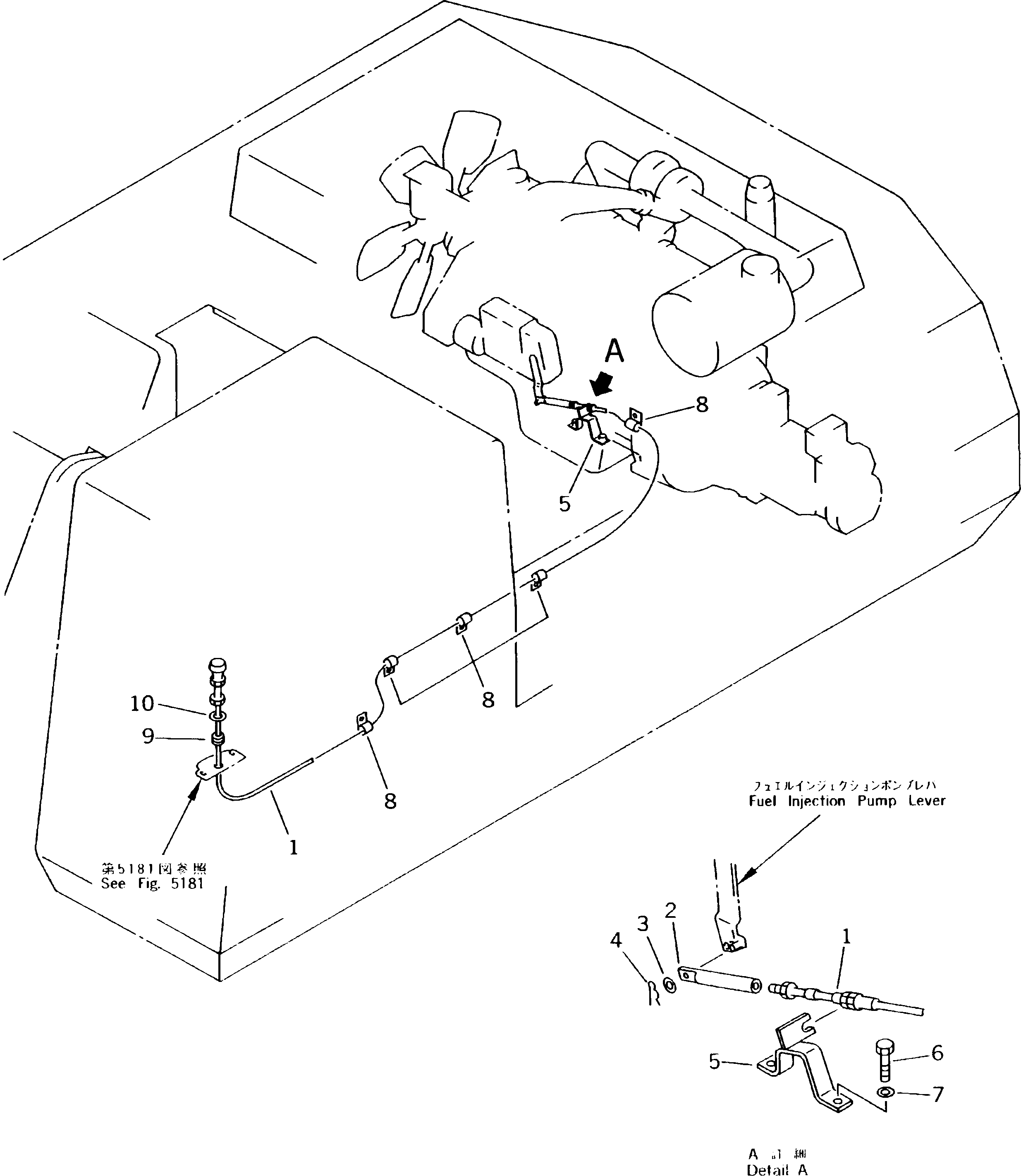 Komatsu parts book diagram for PC300LC-5K S/N K20001-UP: ENGINE EMERGENCY STOP WIRING (FOR SWEDEN ? FINLAND)
