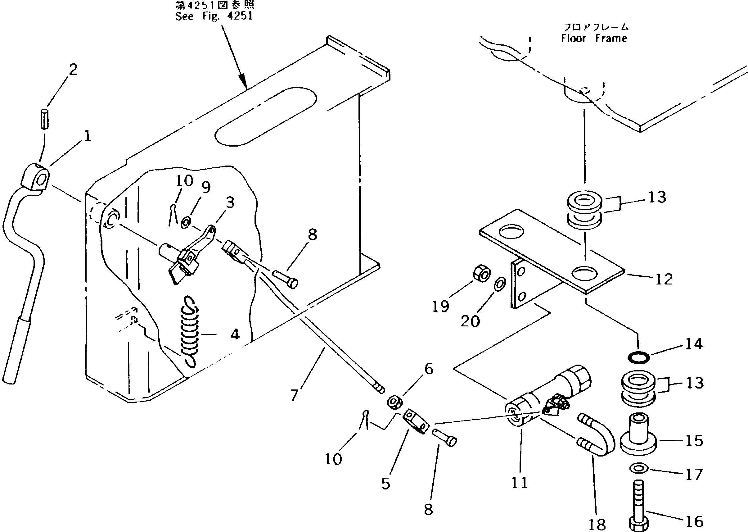 Komatsu parts book diagram for PC300LC-5K S/N K20001-UP: SAFETY LOCK LEVER CONTROL LINKAGE
